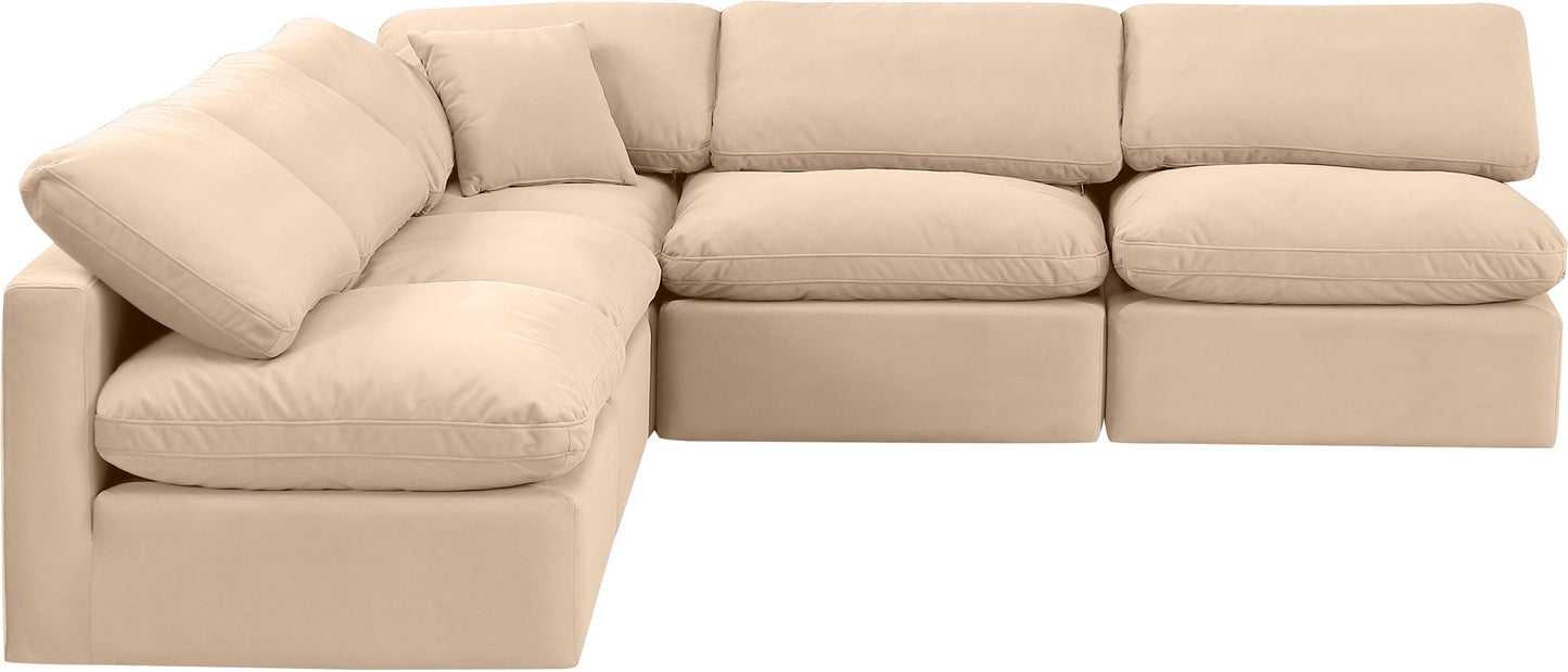 Indulge - Velvet 5 Piece Modular Corner Armless Sectional
