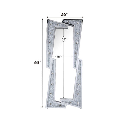 Noralie - 63" Floor Mirror - Mirrored & Faux Diamonds