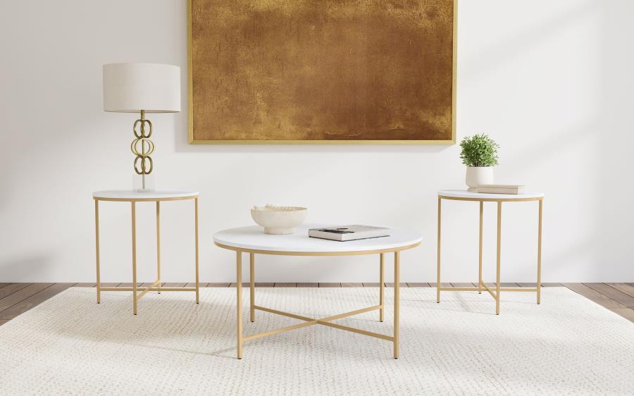 Ellison - Round Marble Coffee And End Table Set