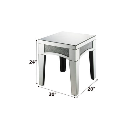 Noralie - 20" X 20" End Table - Mirrored & Faux Diamonds