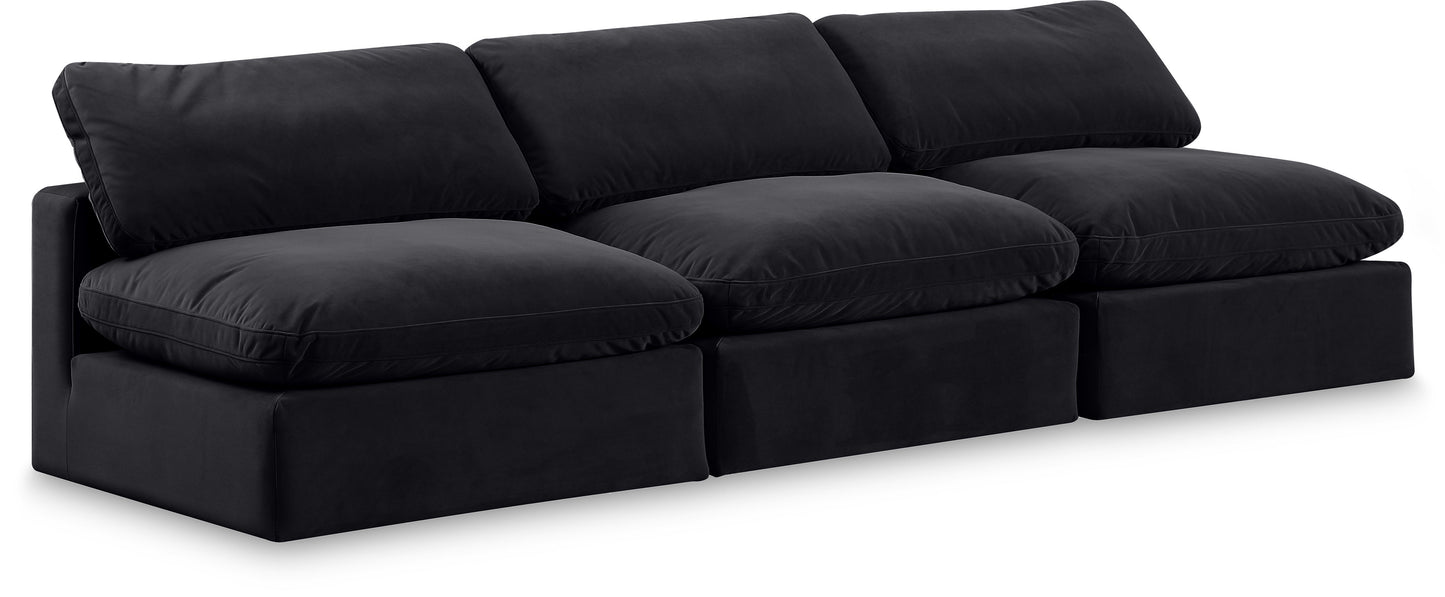 Comfy - Velvet Modular Armless Sofa 3 Seats
