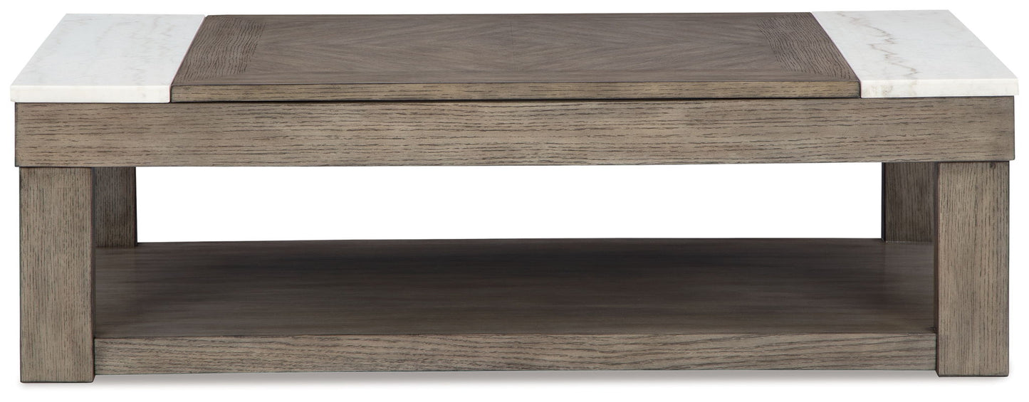 Loyaska - Lift Top Cocktail Table - Grayish Brown / White