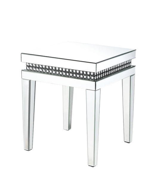 Lotus - 20" End Table - Mirrored & Faux Ice Cube Crystals