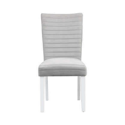 Elizaveta - Side Chair (Set of 2) - Gray Velvet &White High Gloss