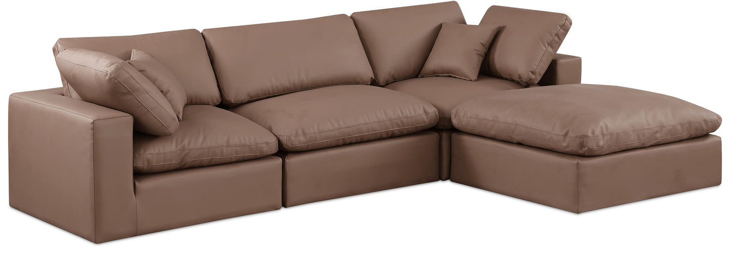 Comfy - 4 Piece Faux Leather Modular Sectional With Chaise
