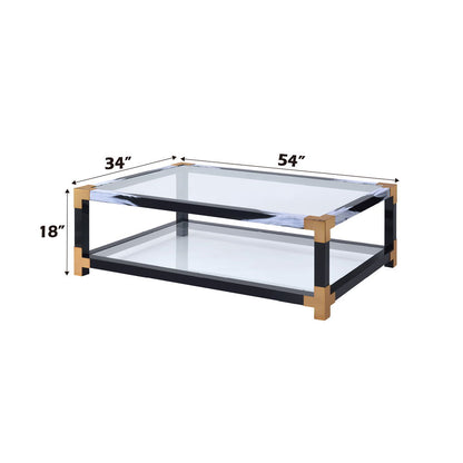 Lafty - Coffee Table - Clear Glass & White Brushed