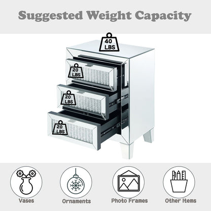 Noralie - 26" Accent Table - Mirrored & Faux Diamonds