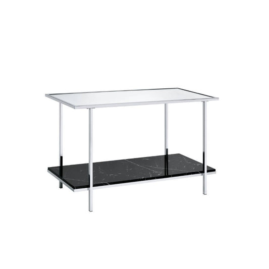 Angwin - Console Table - Mirrored, Faux Marble Top & Chrome