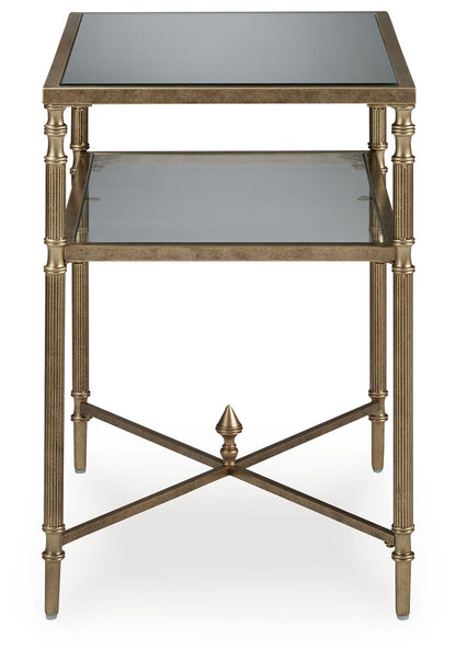 Cloverty - Rectangular End Table - Aged Gold Finish