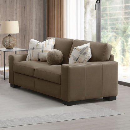 Darya - Loveseat With 3 Pillows - Brown Suede Fabric