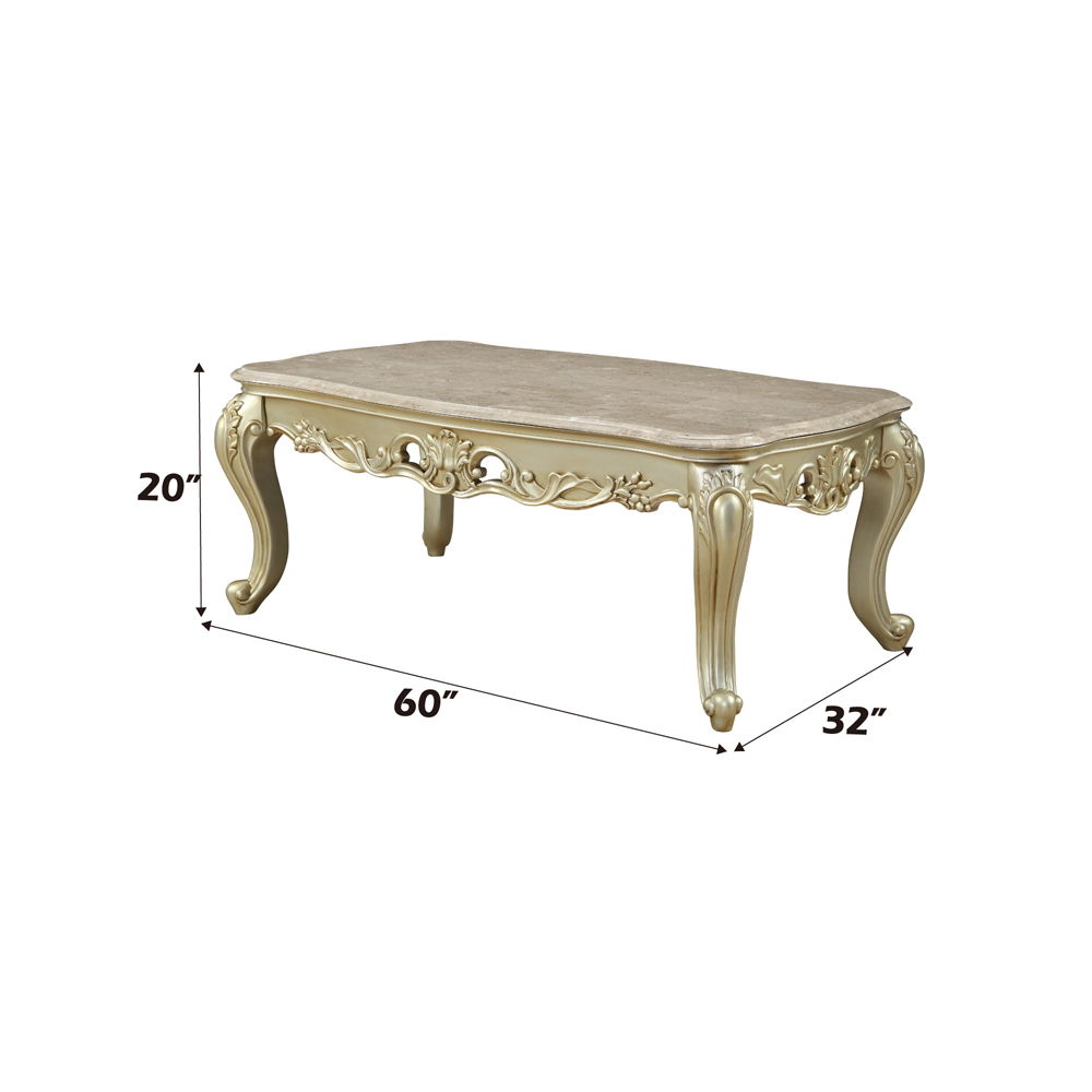 Gorsedd - Coffee Table With Marble Top - Marble Top & Golden Ivory