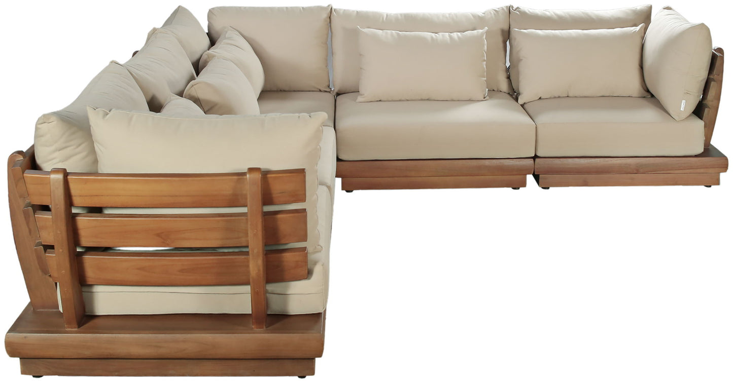 Mirella - 5 Piece Water Resistant Fabric Upholstered Outdoor Patio Modular Sectional