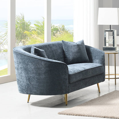 Nakendra - Loveseat With 2 Pillows - Cobalt Blue Chenille