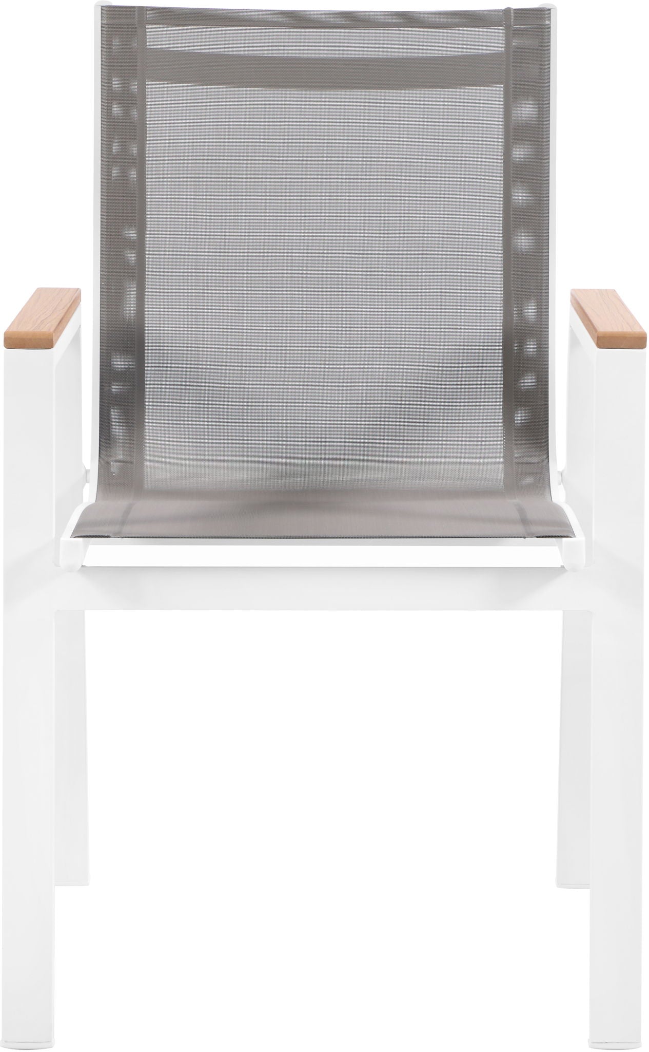 Nizuc - Outdoor Patio Dining Arm Chair With White Frame And Natural Arms (Set of 2)