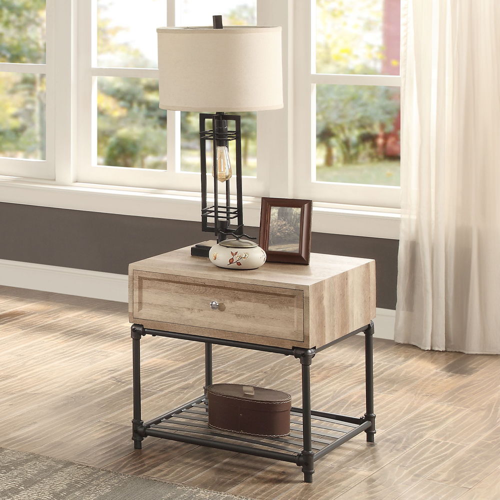 Brantley II - End Table - Oak & Sandy Black