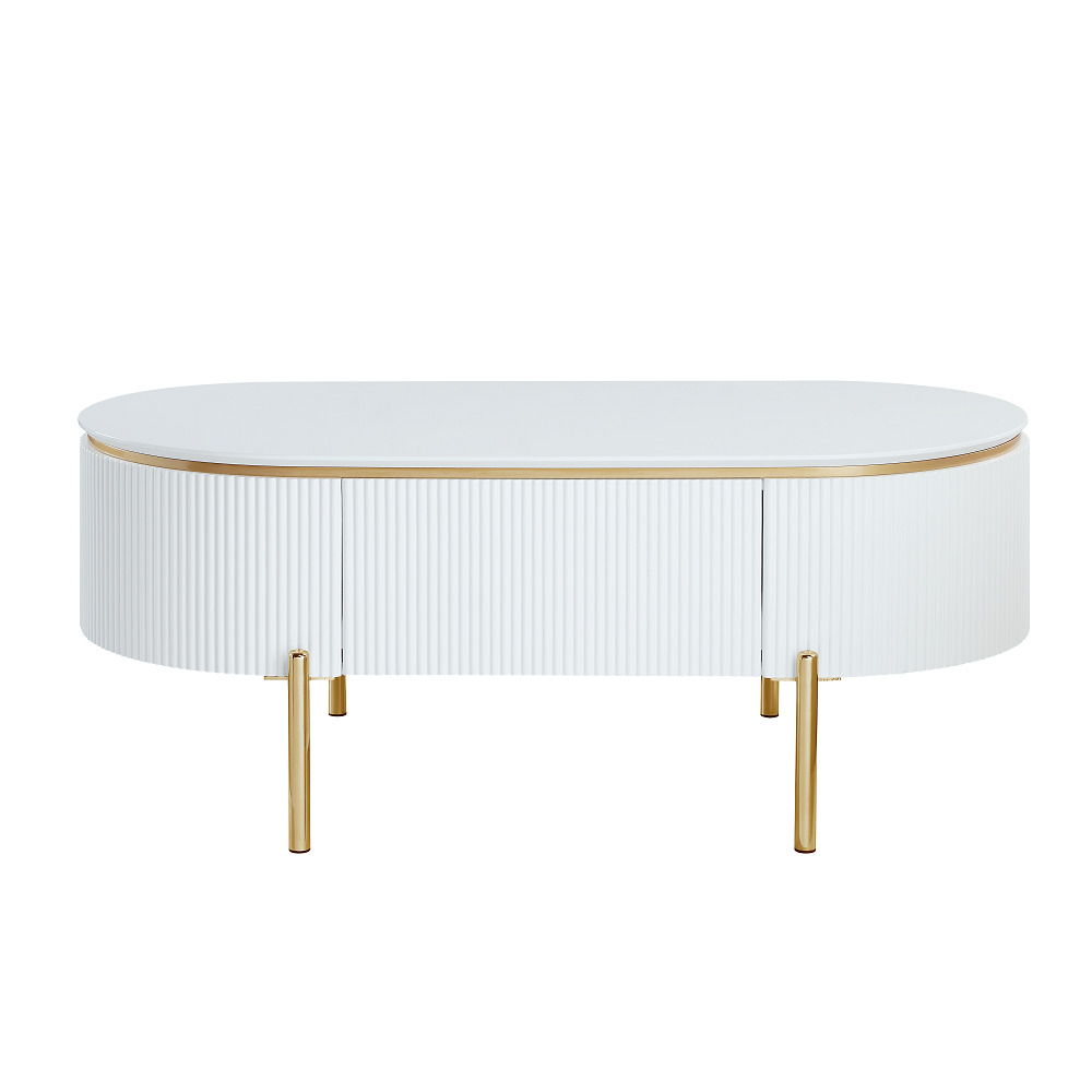 Daveigh - Coffee Table - White High Gloss & Gold