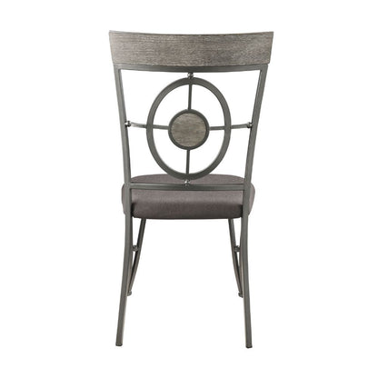 Landis - Side Chair (Set of 2) - Brown Fabric & Gunmetal