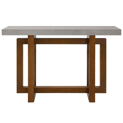 Keven - Sofa Table - Faux Concrete Top & Walnut