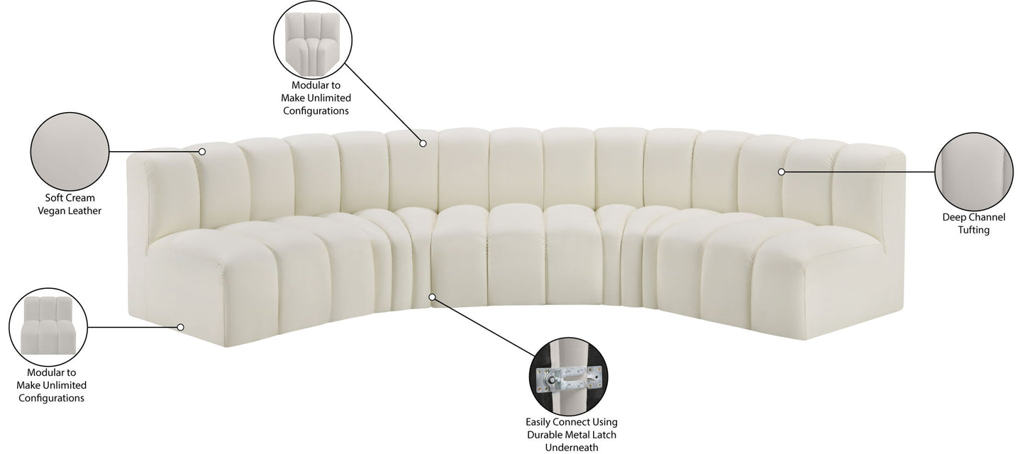 Arc - Faux Leather 5 Piece U-Shaped Modular Sofa