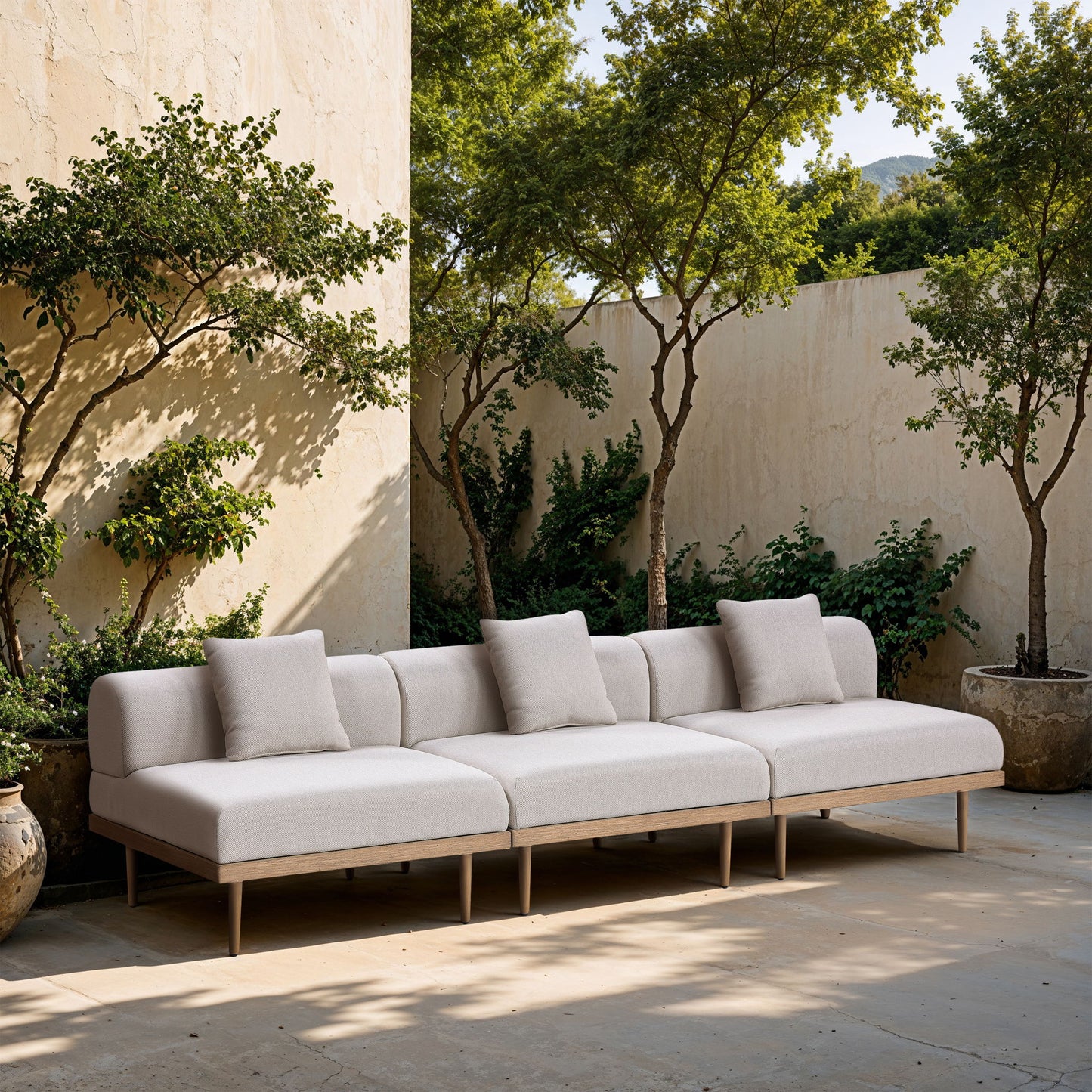 Laguna - 3 Piece Resilient Water Resistant Fabric 106.5" Outdoor Patio Armless Modular Sofa