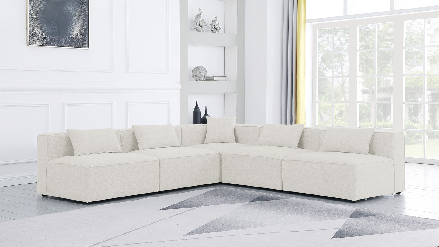Cube - Linen 5 Piece Modular Corner Armless Sectional