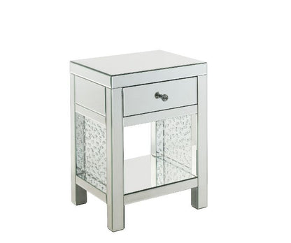 Nysa - 18" X 14" Accent Table - Mirrored & Faux Crystals