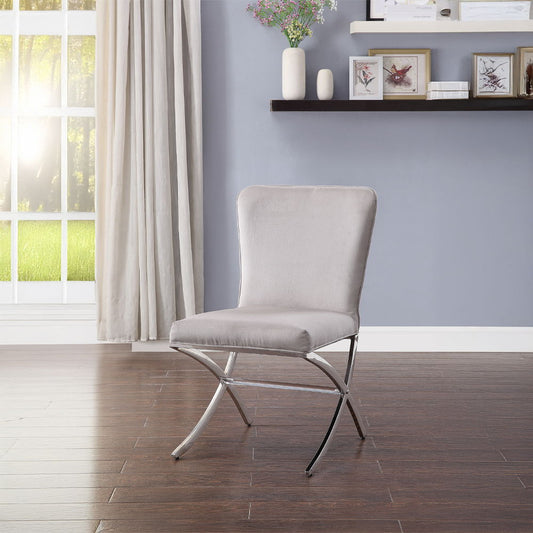 Daire - Side Chair (Set of 2) - Light Gray Velvet & Chrome