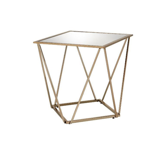 Fogya - End Table - Mirrored & Champagne Gold