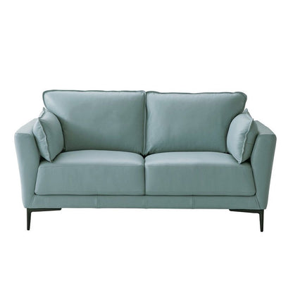 Mesut - Loveseat - Sage Green Top Grain Leather & Black