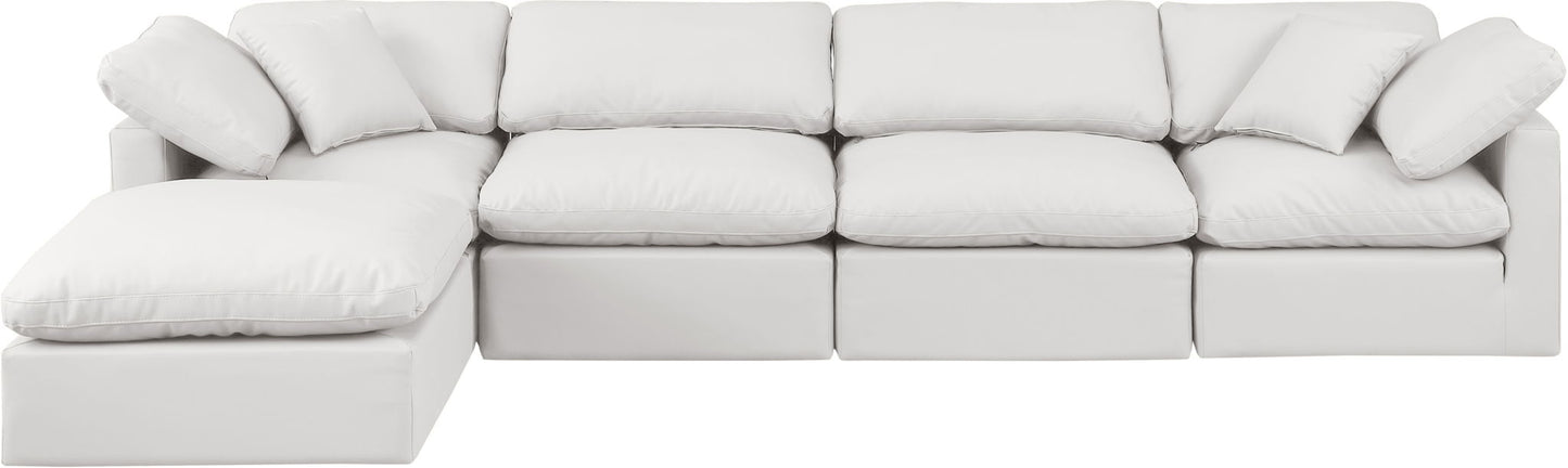 Indulge - Faux Leather 5 Piece Modular Sectional With Chaise