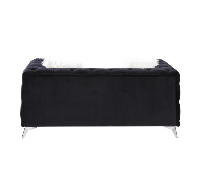 Phifina - Loveseat With 2 Pillows - Black Velvet