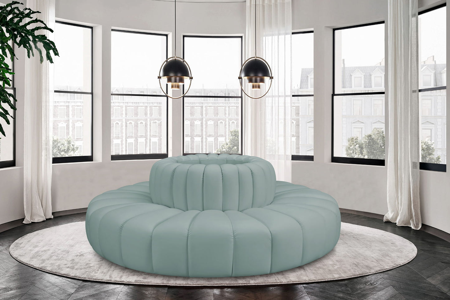 Arc - Faux Leather 8 Piece Round Modular Sofa