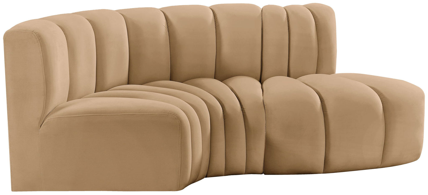 Arc - Velvet 3 Piece Modular L-Shaped Sofa