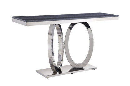 Zasir - Sofa Table - Gray Printed Faux Marble Top & Mirrored Silver