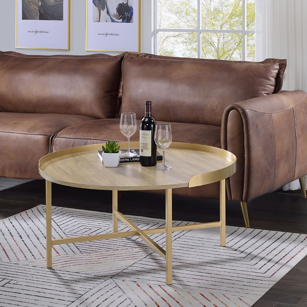 Mithea - Coffee Table - Oak & Gold