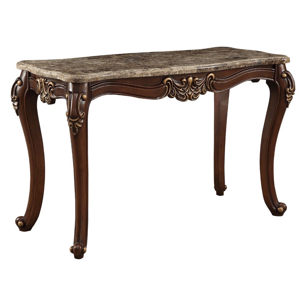 Mehadi - Sofa Table - Marble Top & Walnut