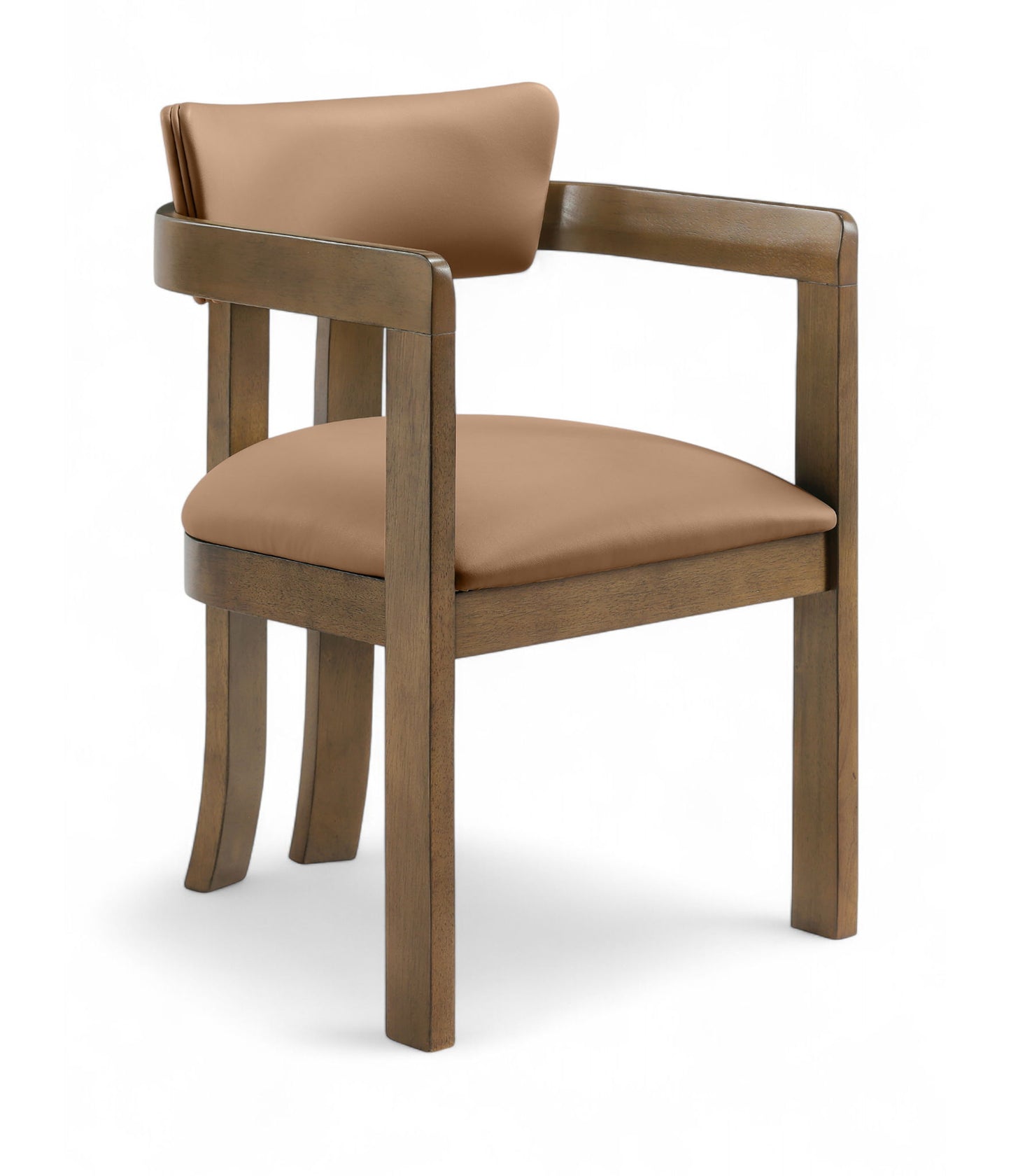 Lavrin - Vegan Leather Upholstered Dining Arm Chair (Set of 2) - Walnut Base