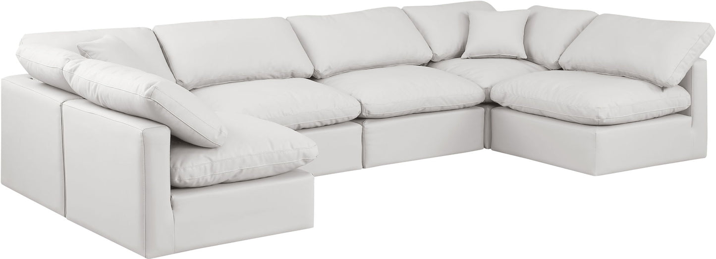 Indulge - Faux Leather 6 Piece Modular U-Shaped Sectional