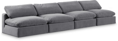 Comfy - Velvet Modular Armless Sofa 4 Seats