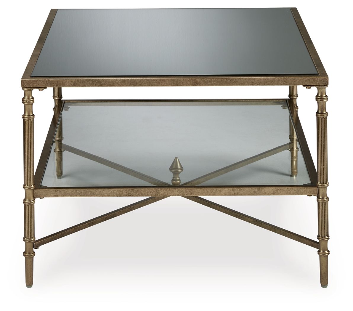 Cloverty - Rectangular Cocktail Table - Aged Gold Finish