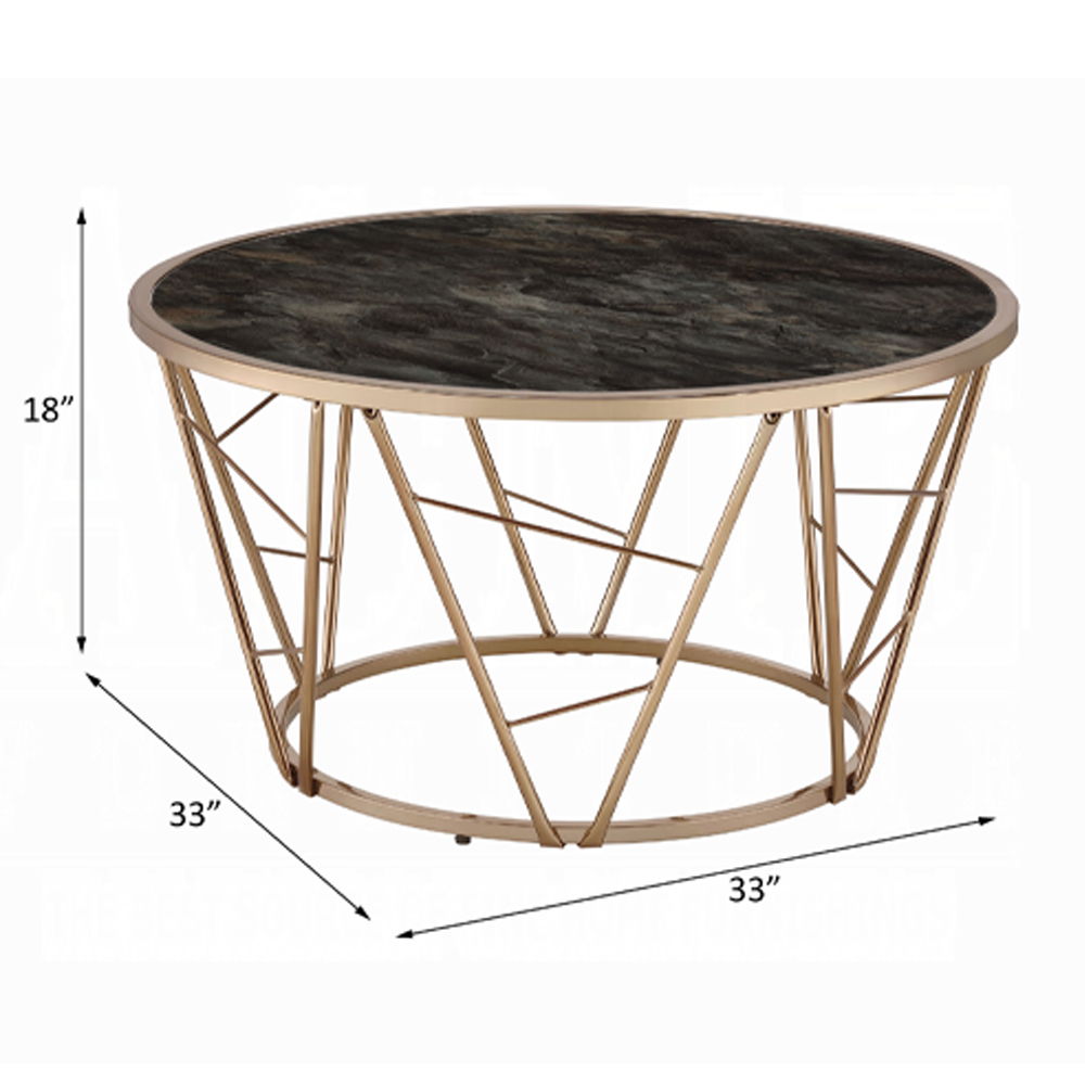 Cicatrix - Coffee Table - Engineering Stone Glass Top & Champagne
