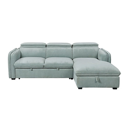Zavala - Sectional Sofa With Sleeper & Storage - Light Green Chenille
