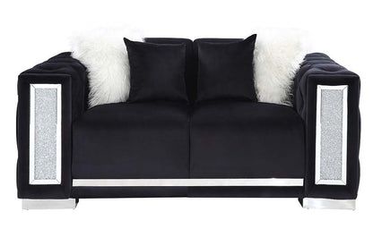 Trislar - Loveseat With 4 Pillows (Same 52526) - Black Velvet