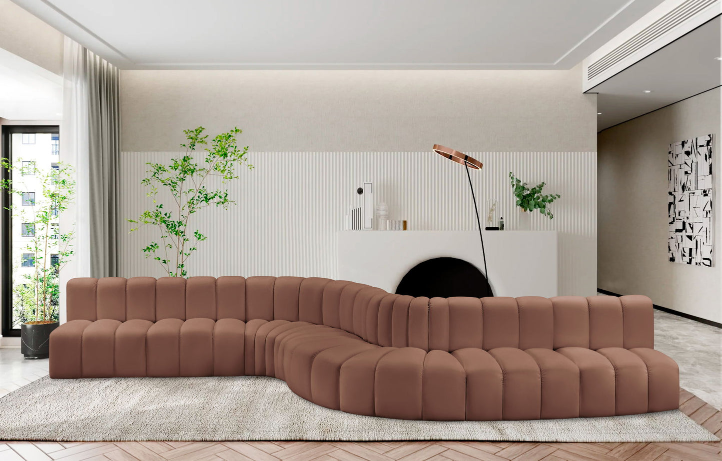 Arc - Faux Leather 8 Piece Curved Modular Sofa