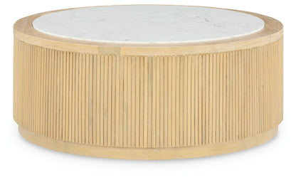 Camdill - Round Cocktail Table - Light Brown / White