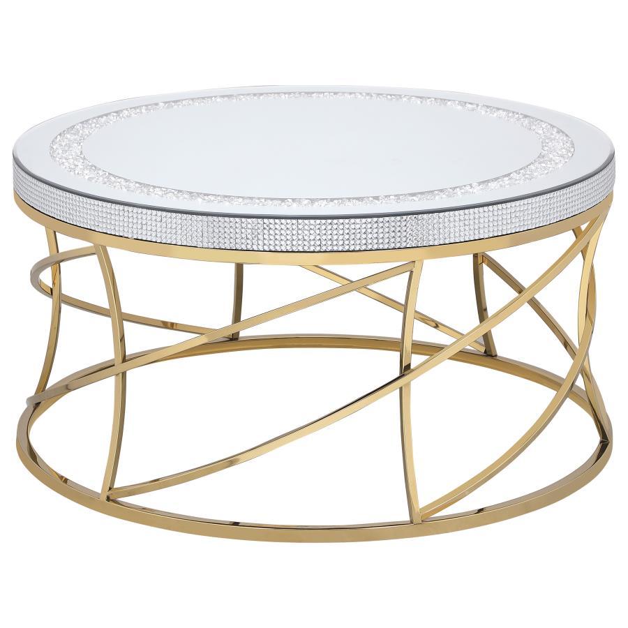 Elise - Round Mirror Top Coffee Table Set