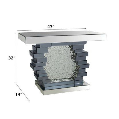 Nysa - 47" X 14" Console Table - Mirrored & Faux Crystals