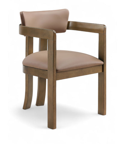 Lavrin - Vegan Leather Upholstered Dining Arm Chair (Set of 2) - Walnut Base