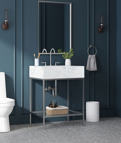 Marmo - Engineered Marble Bathroom Vanity With Chrome Base