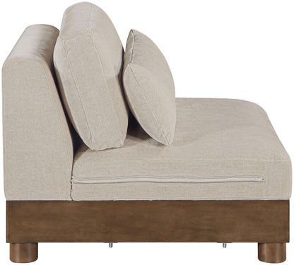 Turin - Chenille Fabric Upholstered Modular Armless Chair - Taupe / Brown Walnut